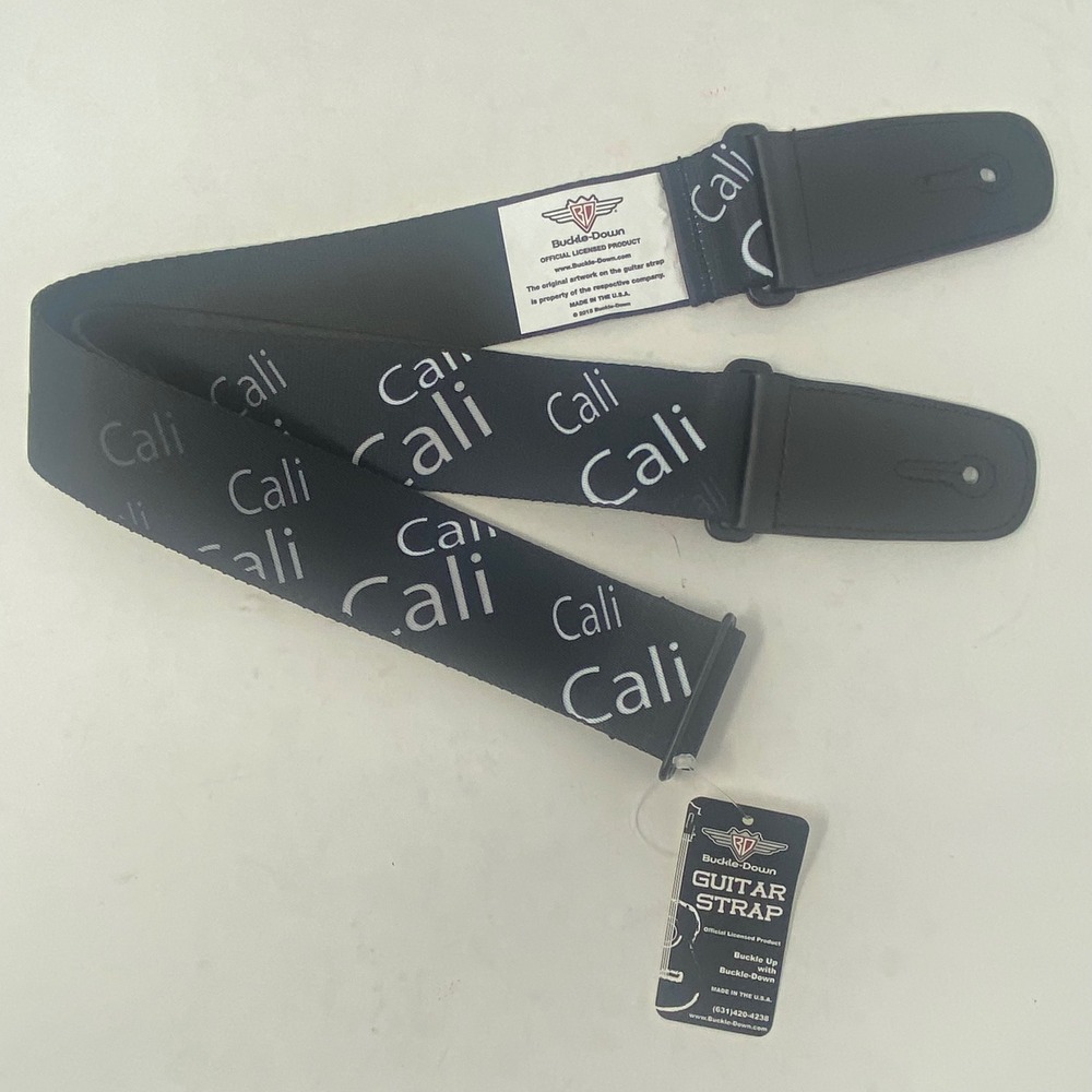 Buckle-Down Cali Text Print Guitar Strap Black White Adjustable Made in USA NEW